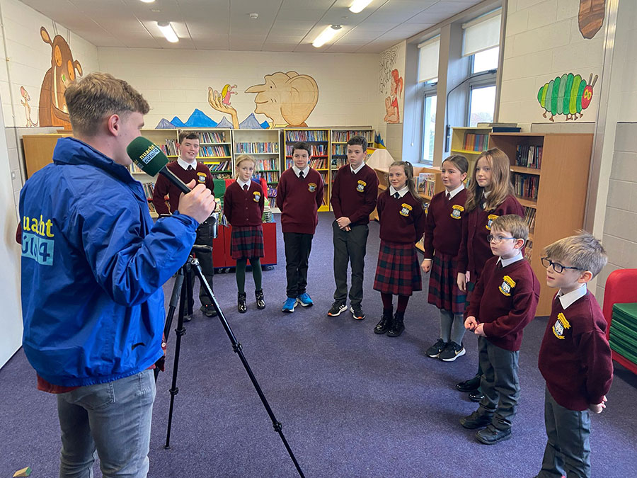 Student council members being interviewed