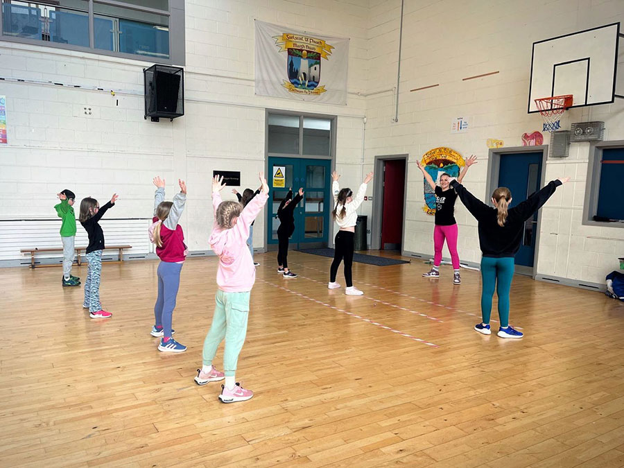 Children doing stretching exercises